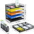 GALASALA 5-Tier Mesh Desktop File Organizer with Drawer, Paper Sorter for School Office Supplies, Black
