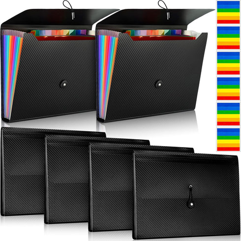 Patelai 6 Pack File Folder Organizer - 13 Pocket Expanding File Folder A4 Letter Size Paper Document Receipt Organizer