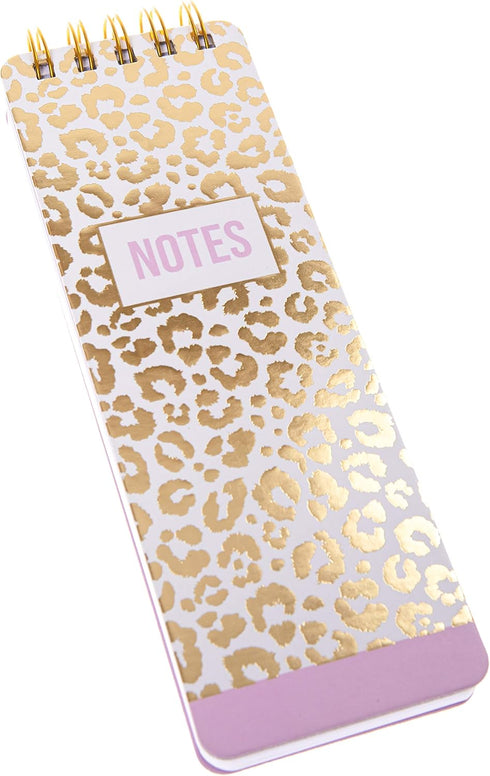 Graphique Reporter Journal, Cheetah, Embellished Gold Foil Portable Notebook, 150 Lined Sheets, 3" x 8.75"