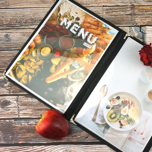12 8.5 11 Inch 2 4 Nicunom Pcak Restaurant Menu Covers, X Menu Covers, Page View Transparent Menu Holders for Bar Cafe