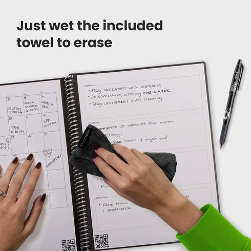 Rocketbook Fusion Reusable Undated Productivity Planner, Executive Size 6x8.8, Black for Goals and Notes