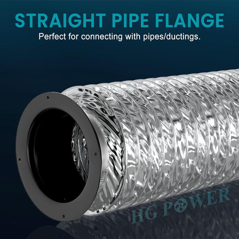 6 Inch Duct Connector - HG Power 150mm Plastic Straight Pipe Flange for HVAC Ventilation Use, Black