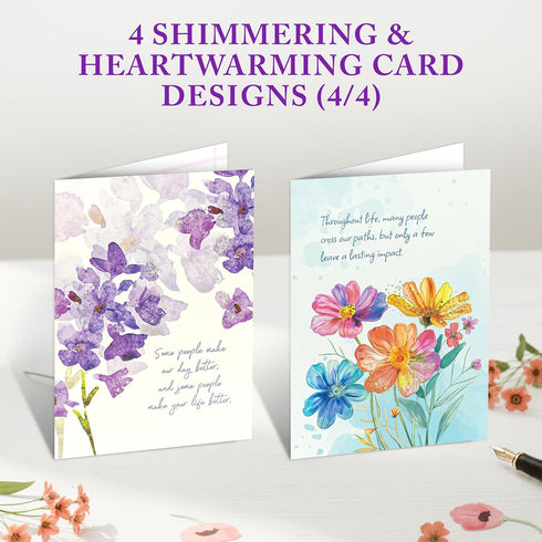 8 Pack 5x7in 4 Decorably Glittery Assorted Friend Card with Envelopes & Stickers - Cute Folded Life is Better with a
