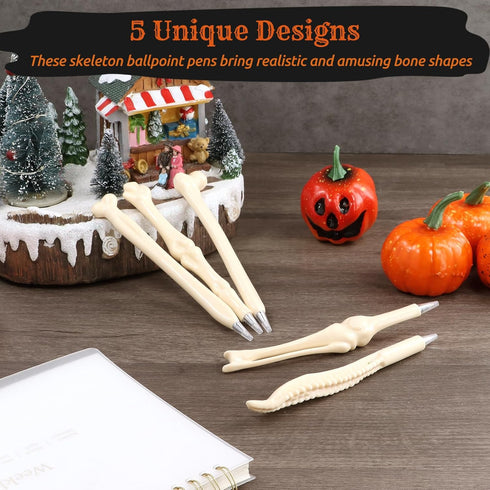 Lnrueg 50 PCS Bone Ballpoint Pens, Skeleton Finger Novelty Nursing Pen, 0.5mm Black Ink for Doctors, Nurses, Halloween