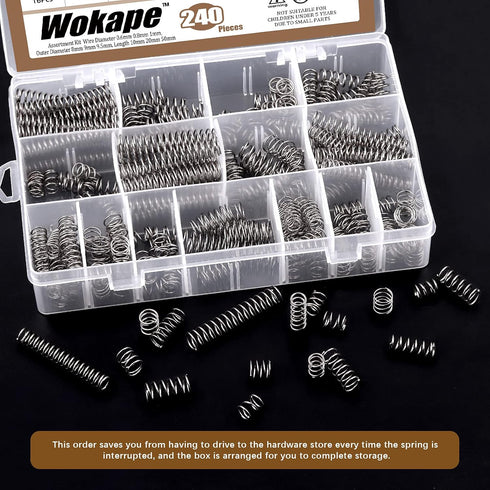 240Pcs Compression Springs Assortment Kit, Mini Stainless Steel Extension Springs for Shop and Home Repairs
