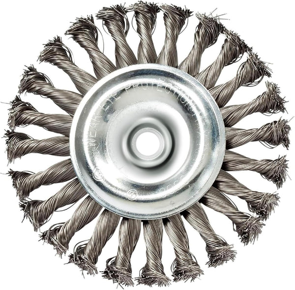 Mercer Industries 186540-5" x 1/2" x 5/8"-11 Knot Wire Wheel, 020 Carbon Steel Wire for Heavy-Duty Cleaning