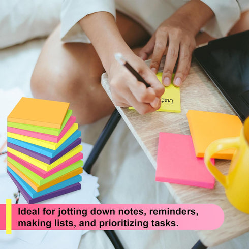 OHOME Sticky Notes - 12 Pads, 3”x3” Colorful Self-Stick Post Notes Bulk, Aesthetic Home Office Desk Essentials