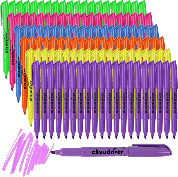 cloudriver Highlighters Bulk Pack of 120, Assorted Color Chisel Tip, Quick Drying Ink for Home, School, Office