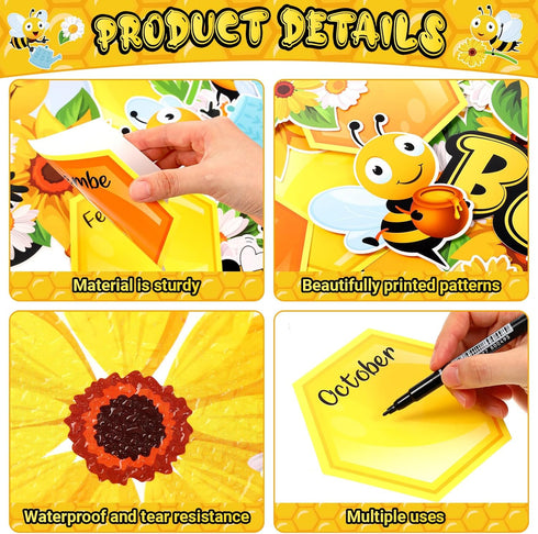 Bee Bulletin Board Set, Summer Bee Sunflower Tree Cutouts, Motivational Back to School Decor for Classroom