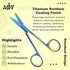 MJW Trimming Stainless Steel Suture Stitch Scissors with Multicolor/Rainbow Titanium Coating - Precision Scissors