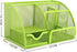VANRA Mesh Desk Organizer, Office Supply Caddy with 6 Compartments and Drawer (Green)