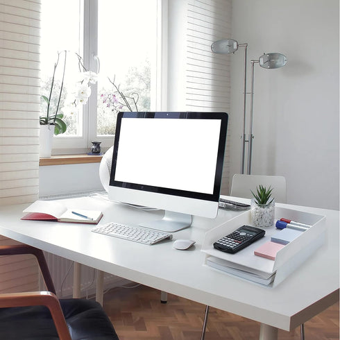 Mr. Pen Letter Tray Desk Organizer, Plastic, 2 Pack, White File Organizer for Desk, Paper Holder for Office