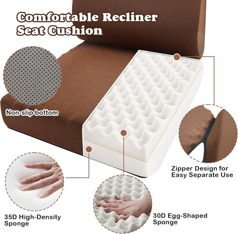 CRAURU 2-in-1 Recliner Cushions for Elderly Egg Crate Foam Seat Cushion and Ergonomic Back Support Pillow Non-Slip