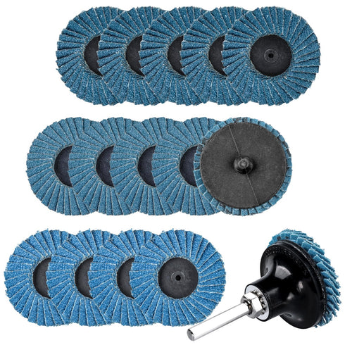 Mesee 15Pcs 2 Inch Roll Lock Flap Disc Kit, 40/60/ 80Grit Quick