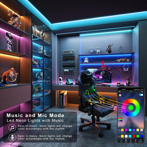 Ledagic 50 Dimmable Led Lights for Bedroom ft, Color Changing Led Strip Lights with App & Remote Control, RGB Music