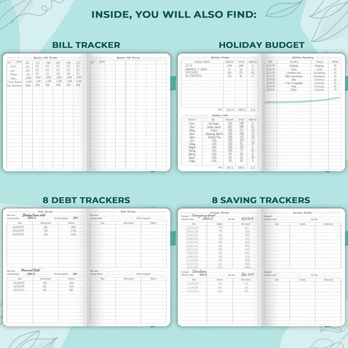 GoGirl Budget Planner, Monthly Financial Organizer, Expense Tracker Notebook Journal, A5 (Turquoise)