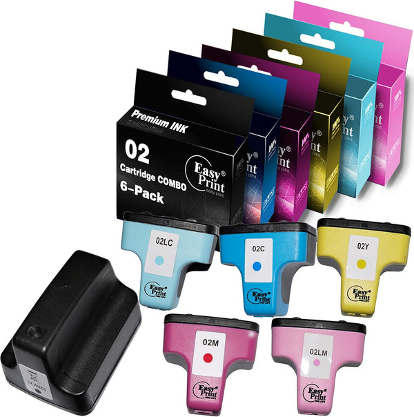EASYPRINT (1x Set) Compatible 02 Ink Cartridge Replacement for HP 02 for PhotoSmart C7280 C6280 C5180 C6180 D7360 D7460