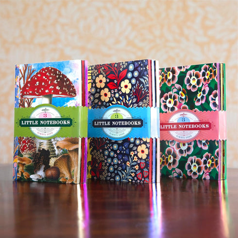 eeBoo Piece & Love: Mushroom Little Books, Set of 3 Notebooks, 5.75 x 4, Nature Themed Journals