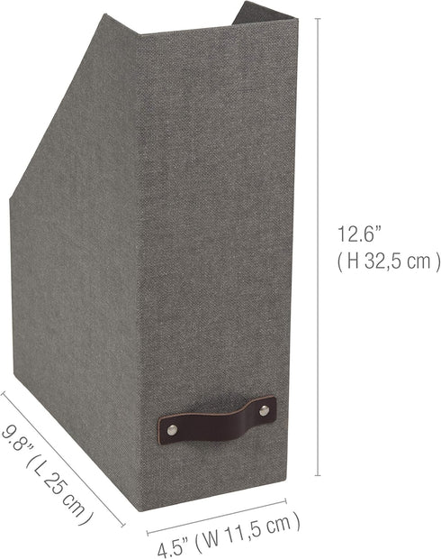 Bigso Box of Sweden Estelle Canvas Fiberboard Magazine Storage Box, Gray, 12.6" x 4.5" x 9.8"