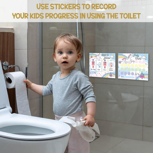 APIILVPQ 10 810" B01 Potty Training Chart with Reward Stickers, Potty Chart for Toddlers Girls, Rainbow Reward Training
