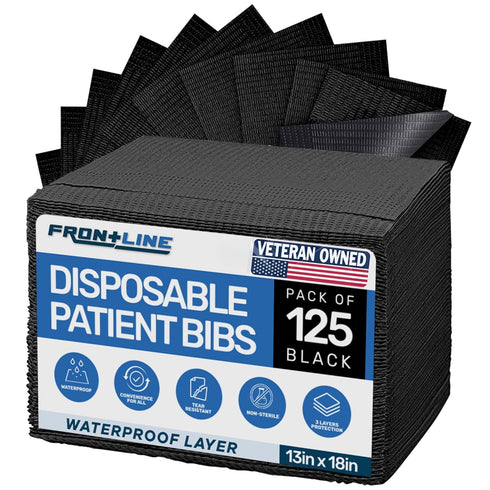 Disposable Dental Bibs (Pack of 125) 13"x 18" - 3 Ply Waterproof