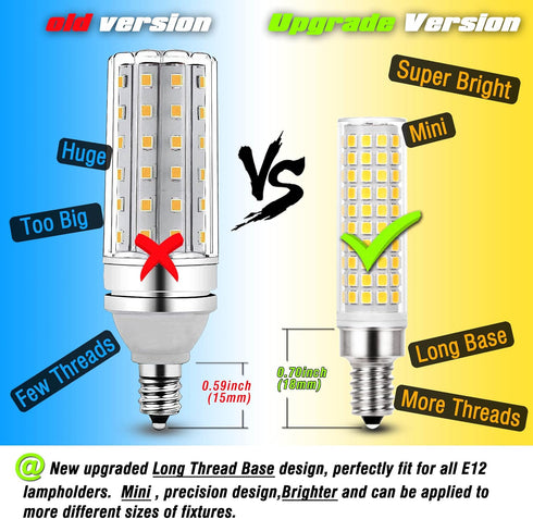 ALIDE E12 100w Bulbs C7,5000K White,1200lm T6 10W E12 Bulbs Lamp,Non-dimmable,0.73x 3.15inch,5 Pack LED Candelabra