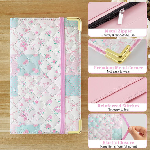 Server Books for Waitress, Faux Leather Server Book with Zipper Pocket, Cute Serving Book with Pen Holder Fits Servers