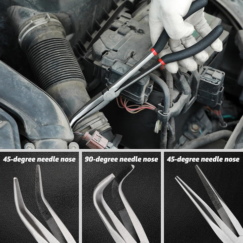 6-Piece 11" Set, 45, 90-Degree 5/16-Inch, 1/2-Inch, 3/4-Inch AIRTOON Hose Gripper Plier & Long Reach Pliers Straight