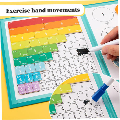 Nuiorfty 1 Set Magnetic Fraction Tiles Educational Colorful Fraction Manipulatives with Magnetic Snap Writable Erasable