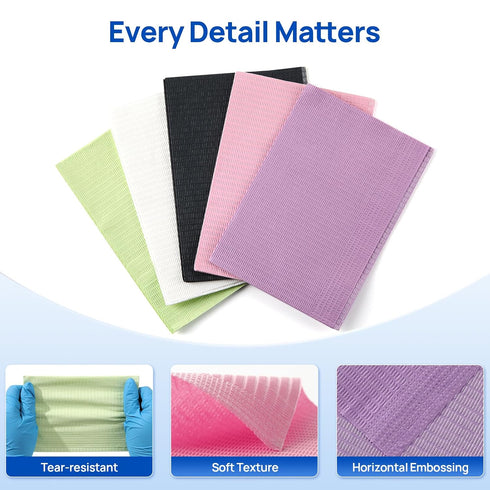 500, 3-Ply 13" 18" JMU Dental Bibs White Dental Bibs Disposable, Tattoo Bibs x