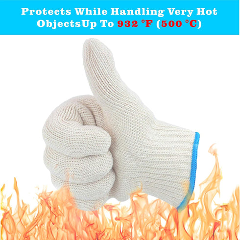 Heat Resistant Gloves, EN407 Certified, 932 F Oven Gloves, 1 Pair (2 Pieces Set), White
