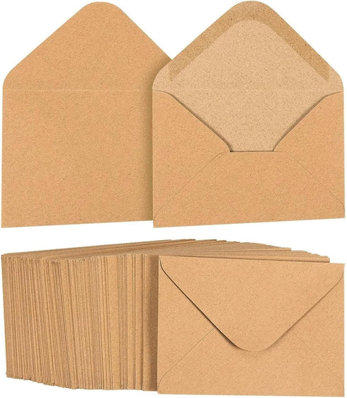 Juvale 100 Pack Small Kraft Paper A1 Envelopes for 3x5 inches Cards, Invitations, Wedding RSVP