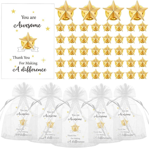 Nosiny Employee Appreciation Gifts - Star Badge Lapel Pins with Inspirational Greeting Cards