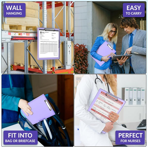 Sooez Clipboard with Storage, Cleaview Clip Boards 8.5x11, Dry Erase Plastic Nursing Clipboard, Light Purple for