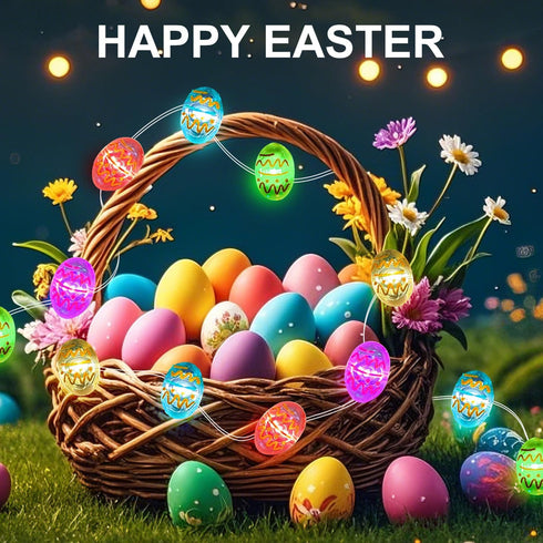 50LED 16ft 3D Decor,2 Pack Aogist Easter Egg Fairy Lights - Super Bright Egg String Light Battery Operated Decor