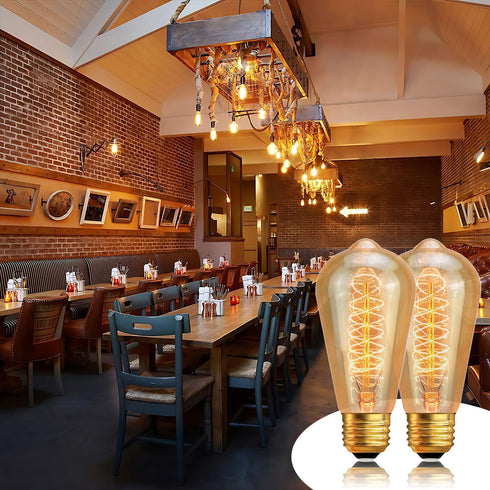 Sevici ST64 Bulbs 110V 40W Bulbs 6 Pack,Amber 240LM,E26 2200K Dimmable Bulb Incandescent Light Edison Vintage Base