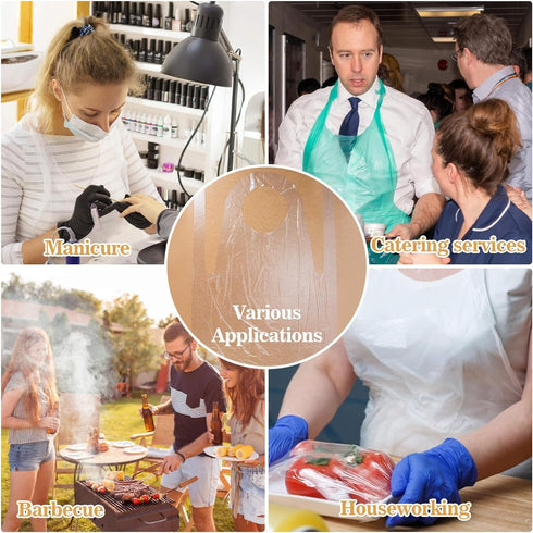 50 Plastic Disposable Aprons, Adults, 4ft/120cm Thick Waterproof for Kids Painting, Cooking, Dishwashing