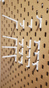 'Just Hanging' Pegboard Hook Packs for IKEA SKADIS Pegboard, Display Hook Accessory (Glossy White, 16pk)