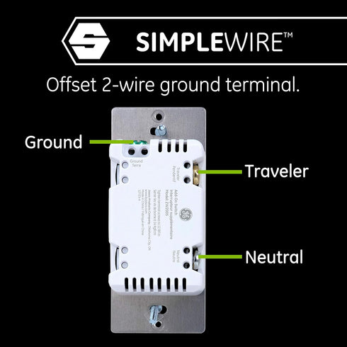 47186, GE Enbrighten Add On Switch with QuickFit and SimpleWire, GE Z-Wave and GE Zigbee Smart Lighting Controls, Works