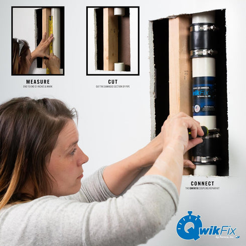Fernco QwikFix Broken Pipe 2" Coupling Repair Kit for Plastic, Cast Iron, and Steel Pipes