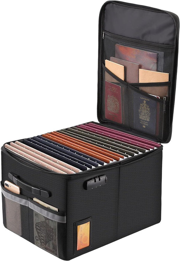 TOMKID Fireproof File Cabinet with Lock, Collapsible Document Organizer for Letter Legal Folders