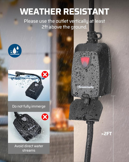 2 3-Prong 15A 100FT DEWENWILS Outdoor Indoor Wireless Remote Control Outlet with Remotes, Remote Plug Weatherproof