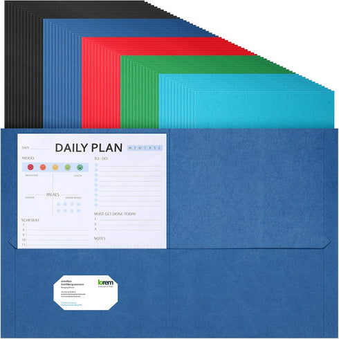 Harloon 75 Pack Two Pocket Portfolio Folders, 8.5 x 11 Inches, Textured Paper, Letter Size for Office School