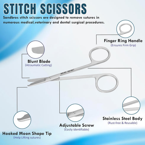 Boujee Trends 13cm Suture Stitch Scissors with Crescent Delicate Hook Surgical Nursing Medical Scissors Perfect