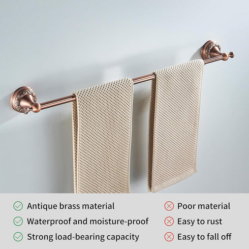 15.5 27.5 Inch Red Copper Towel Bar, Adjustable to Bath Towel Rack for Bathroom Towel Holder, Wall Mounted Black