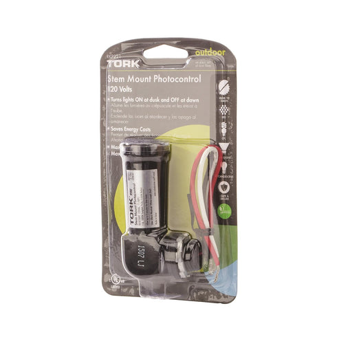 NSi Industries TORK RKP221 Outdoor 120-Volt Stem Mount Photocontrol for Lighting Dusk to Dawn, Compatible with LED