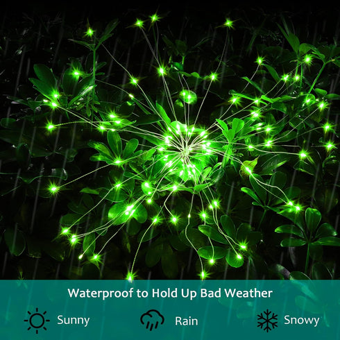 JJGoo Solar Garden Lights, 2 Pack 120 LEDs Solar Firework Lights with 2 Lighting Modes for Outdoor Waterproof Decoration