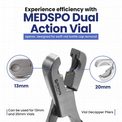 (13mm 20mm) MEDSPO Dual Action Vial Opener and Vial Decapper | Durable Ergonomic Vial Cap Remover | Easy to Use Vial