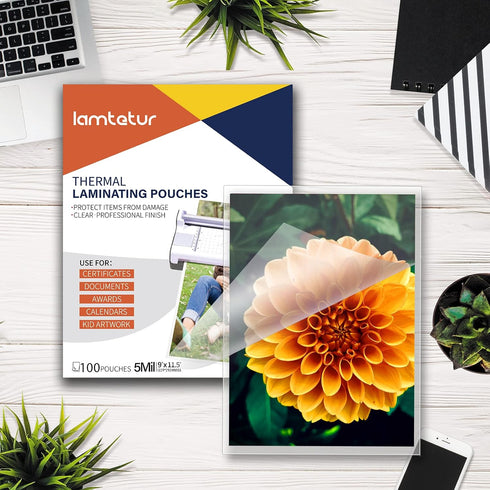 Thermal Laminating Pouches, 9"x11.5" Inches, 5mil, 100 Pack Clear Letter Size Laminating Sheets