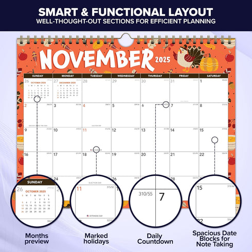 Decorably 24 Months Magnetic Calendar 2024-2025, 11x8.5in for Refrigerator, Magnet Calendar for Fridge